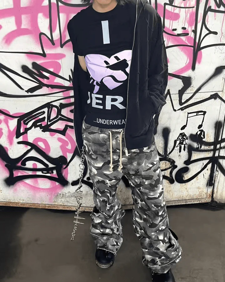 Stacked Camo Streetwear Drawstring Pants - Image 5