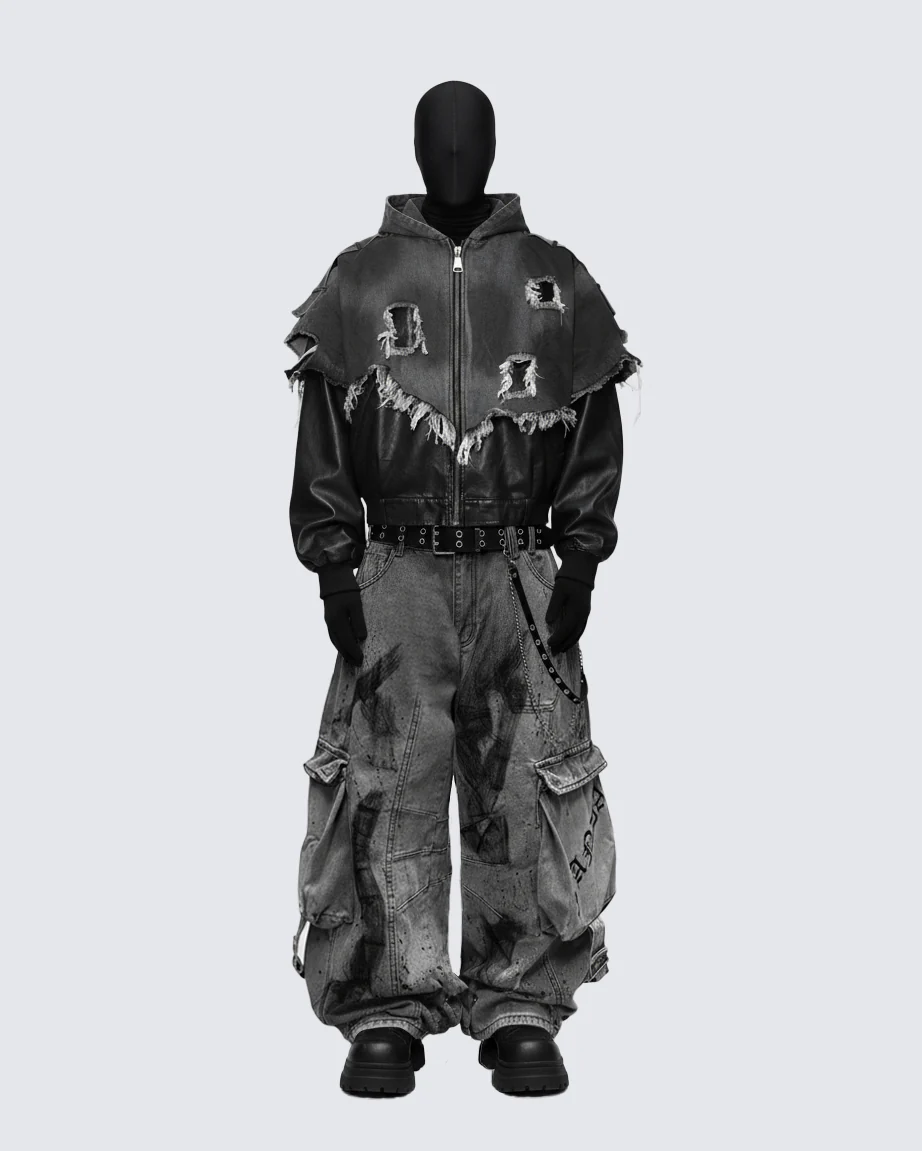 Streetwear Cargo Denim Pants（Free Belt and Chain Included） - Image 2