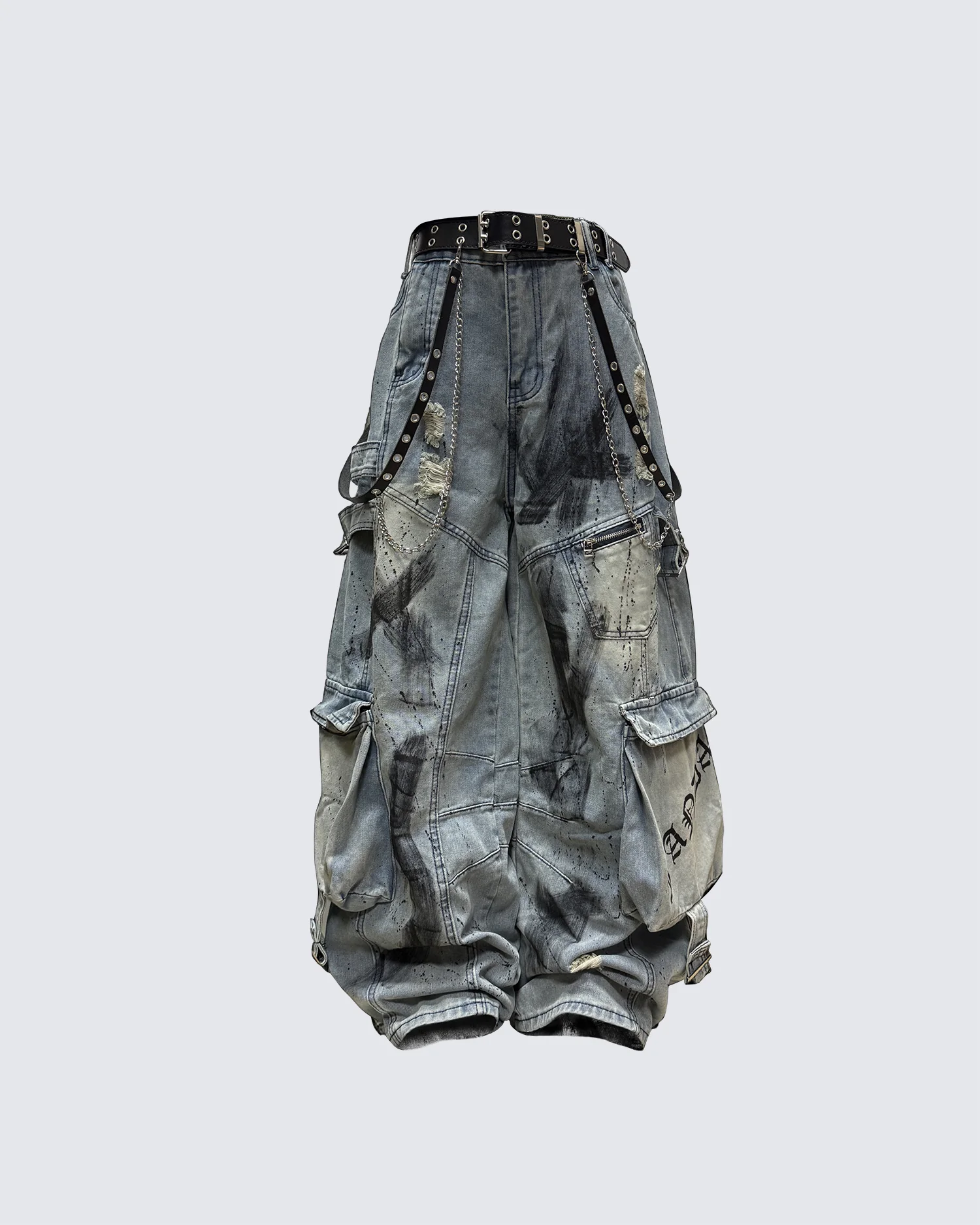 Streetwear Cargo Denim Pants（Free Belt and Chain Included） - Image 4