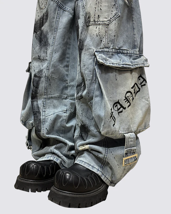 Streetwear Cargo Denim Pants（Free Belt and Chain Included） - Image 6