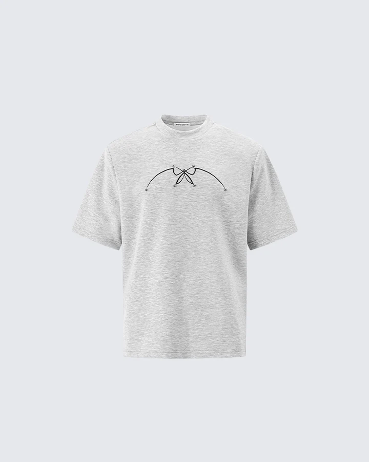 Studded Abstract Line Art Graphic Tee - Image 11
