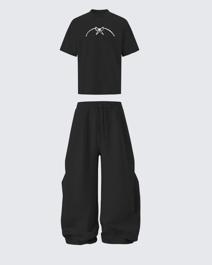 Studded Abstract Line Art Graphic Tee - Image 4