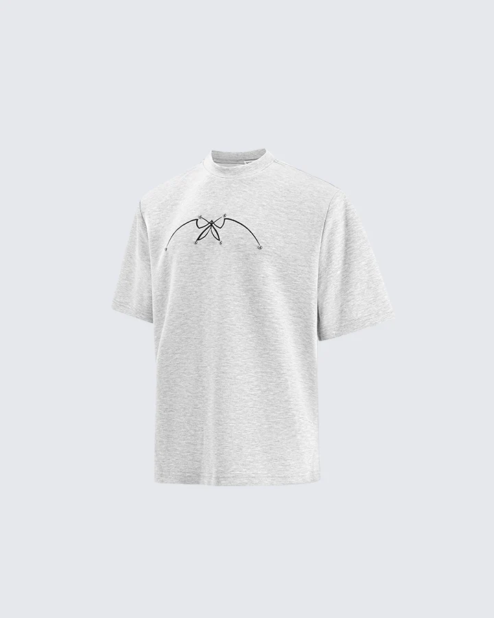 Studded Abstract Line Art Graphic Tee - Image 5