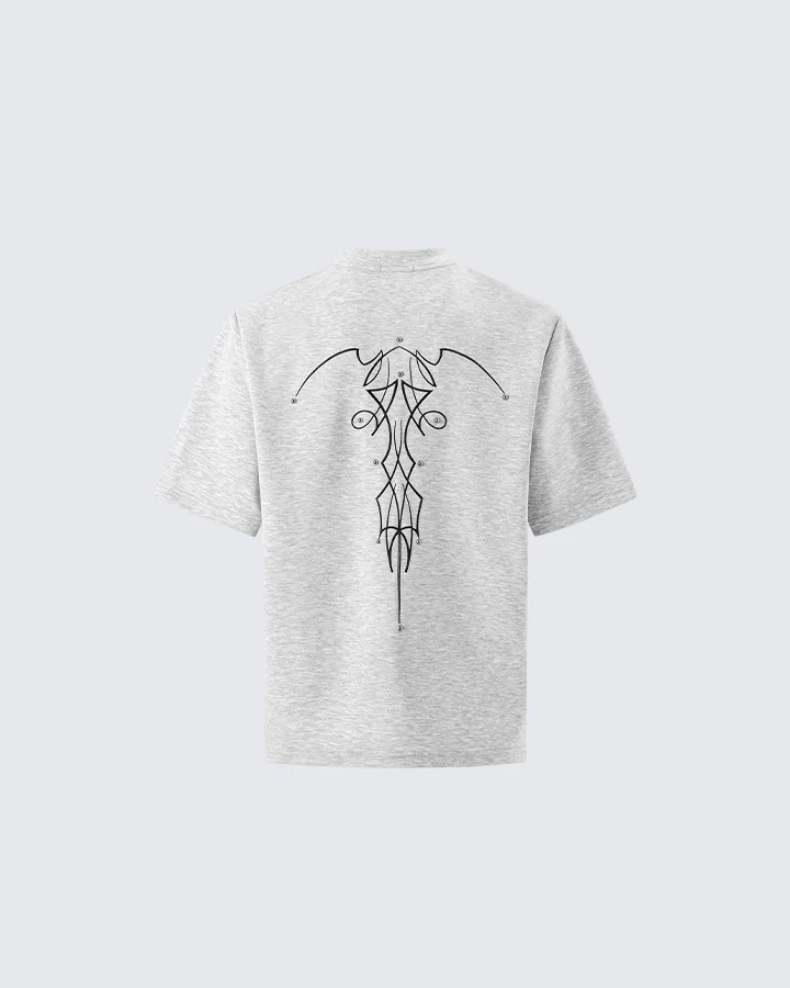 Studded Abstract Line Art Graphic Tee - Image 6