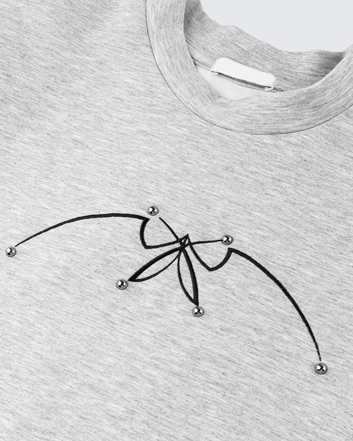 Studded Abstract Line Art Graphic Tee - Image 7