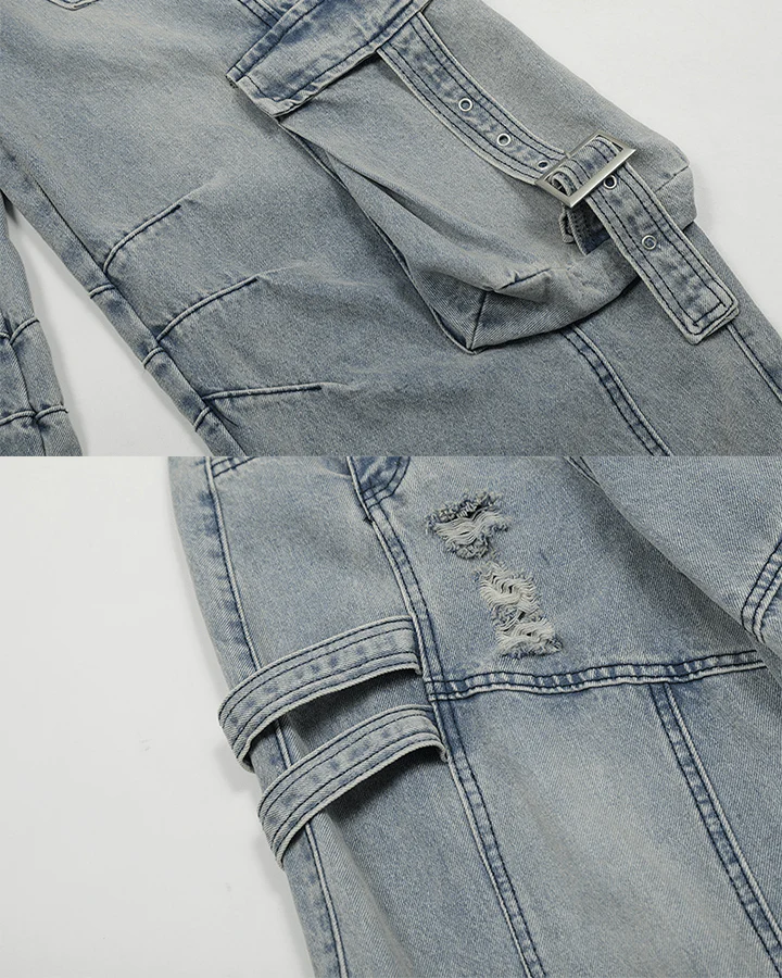 Ripped Denim Cargo Pants – Street Style - Image 10