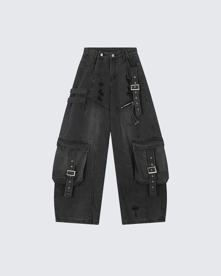 Ripped Denim Cargo Pants – Street Style - Image 11