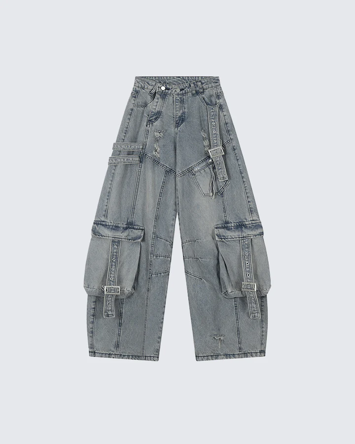 Ripped Denim Cargo Pants – Street Style - Image 12