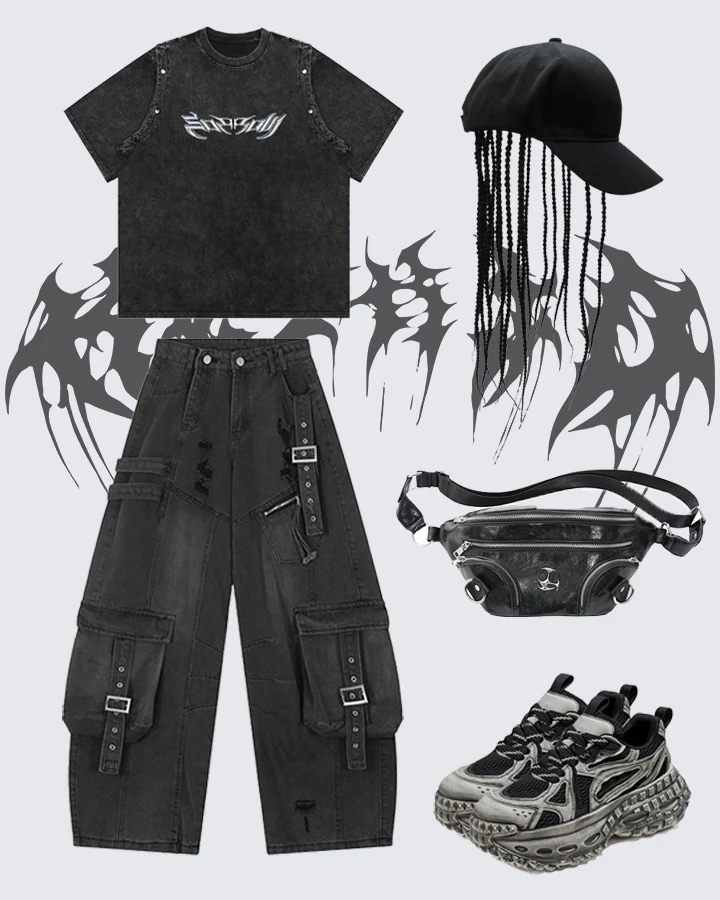 Ripped Denim Cargo Pants – Street Style - Image 2