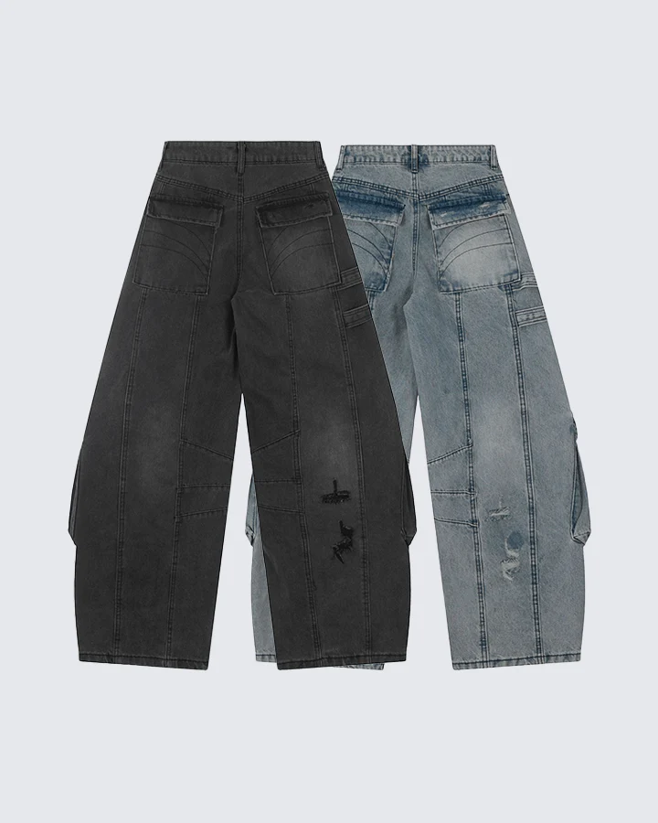 Ripped Denim Cargo Pants – Street Style - Image 5