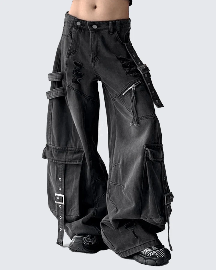 Ripped Denim Cargo Pants – Street Style - Image 6