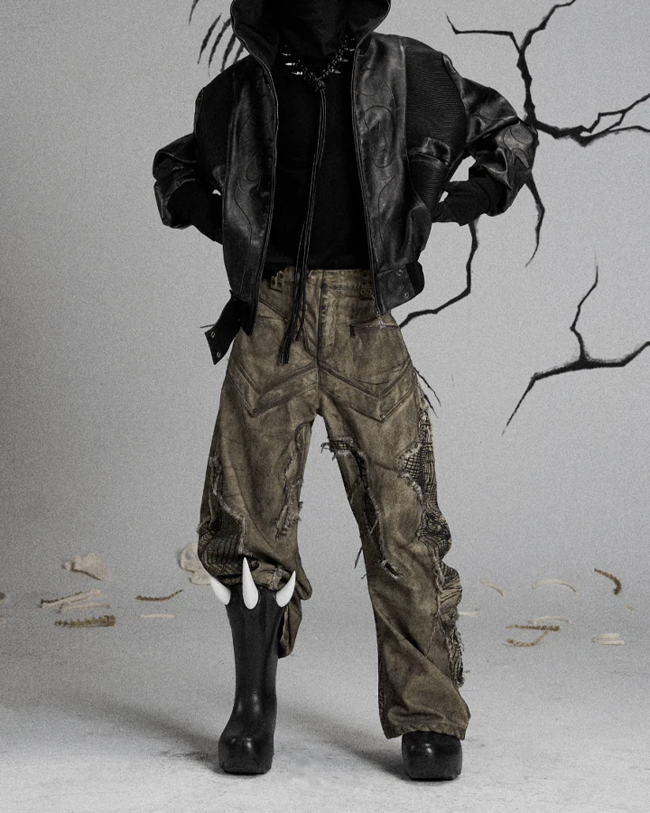 Tactical Textured Wide-Leg Cargo Pants - Image 2