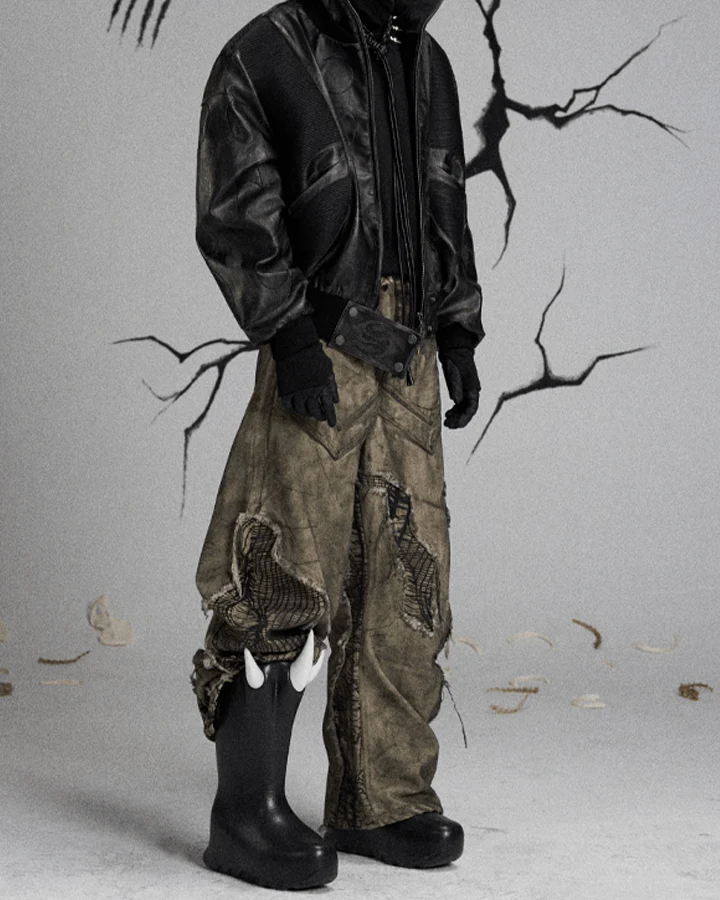 Tactical Textured Wide-Leg Cargo Pants - Image 6