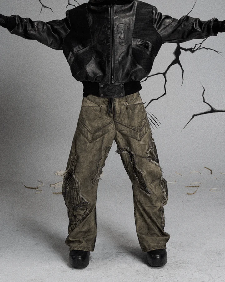 Tactical Textured Wide-Leg Cargo Pants - Image 7