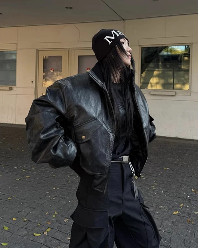 Padded Faux Leather  Jacket - Image 4