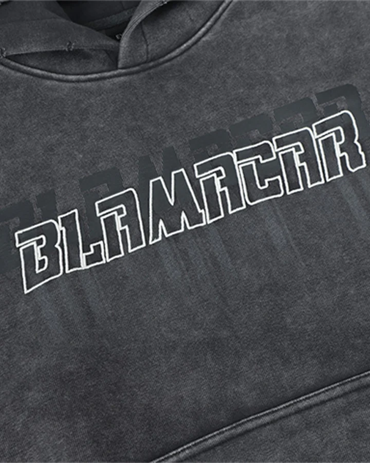 Washed Letter Print Hoodie with Utility Pocket - Image 6