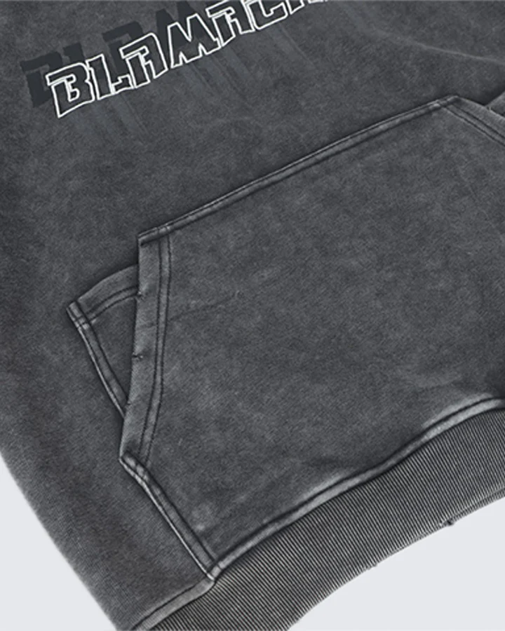 Washed Letter Print Hoodie with Utility Pocket - Image 8