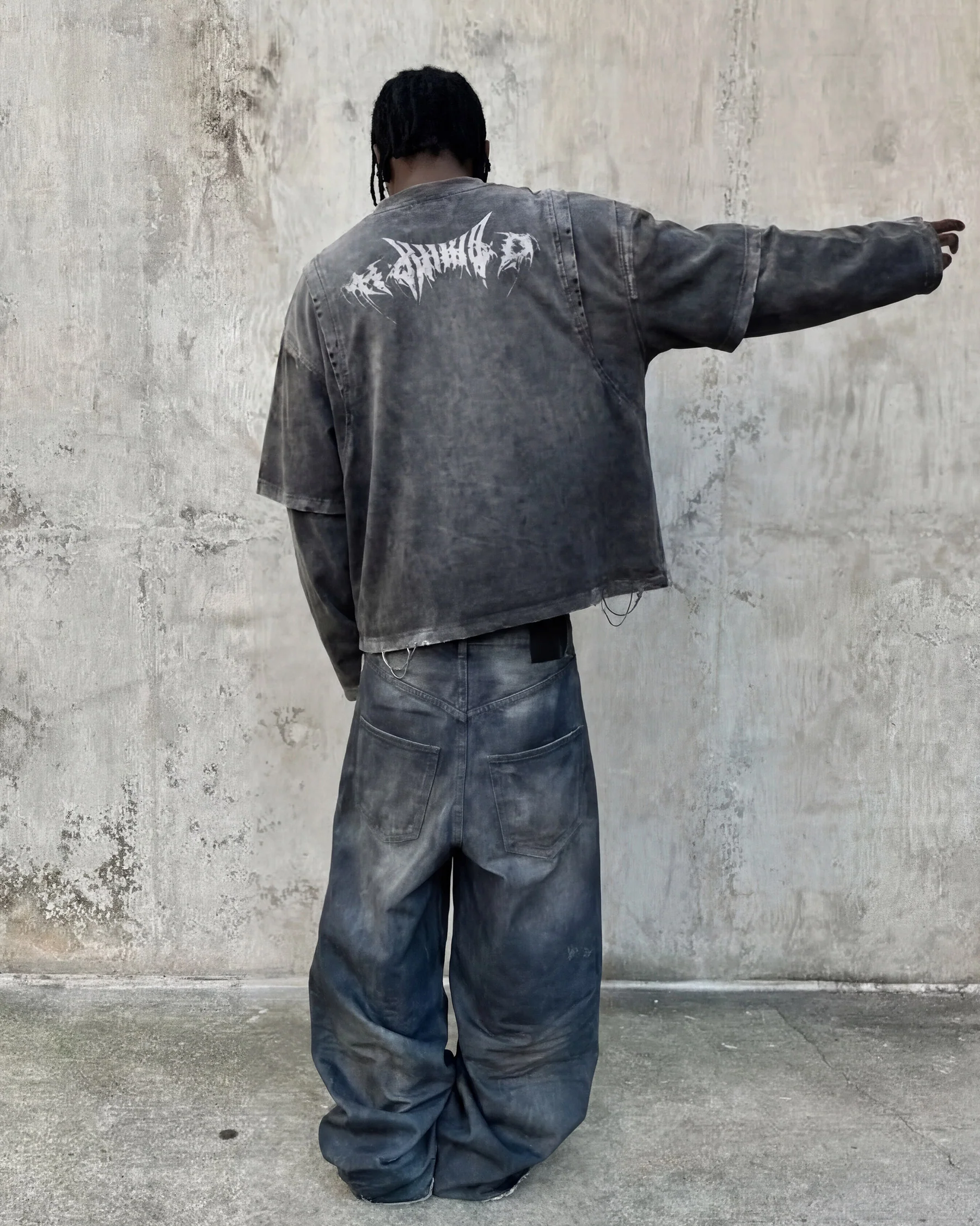 KIIKIO-Vintage Washed Layered Long-T-Shirt - Image 14