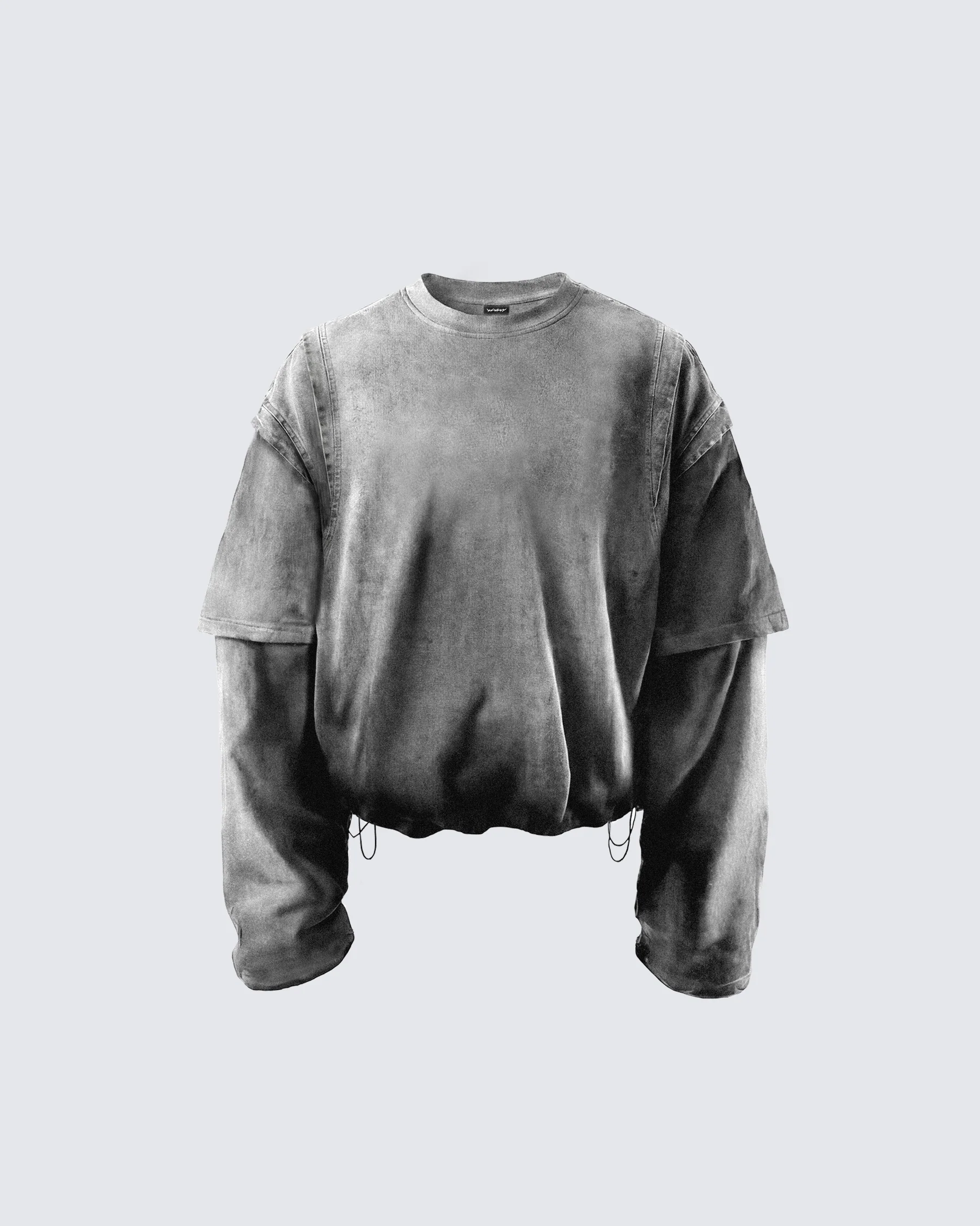 KIIKIO-Vintage Washed Layered Long-T-Shirt - Image 6