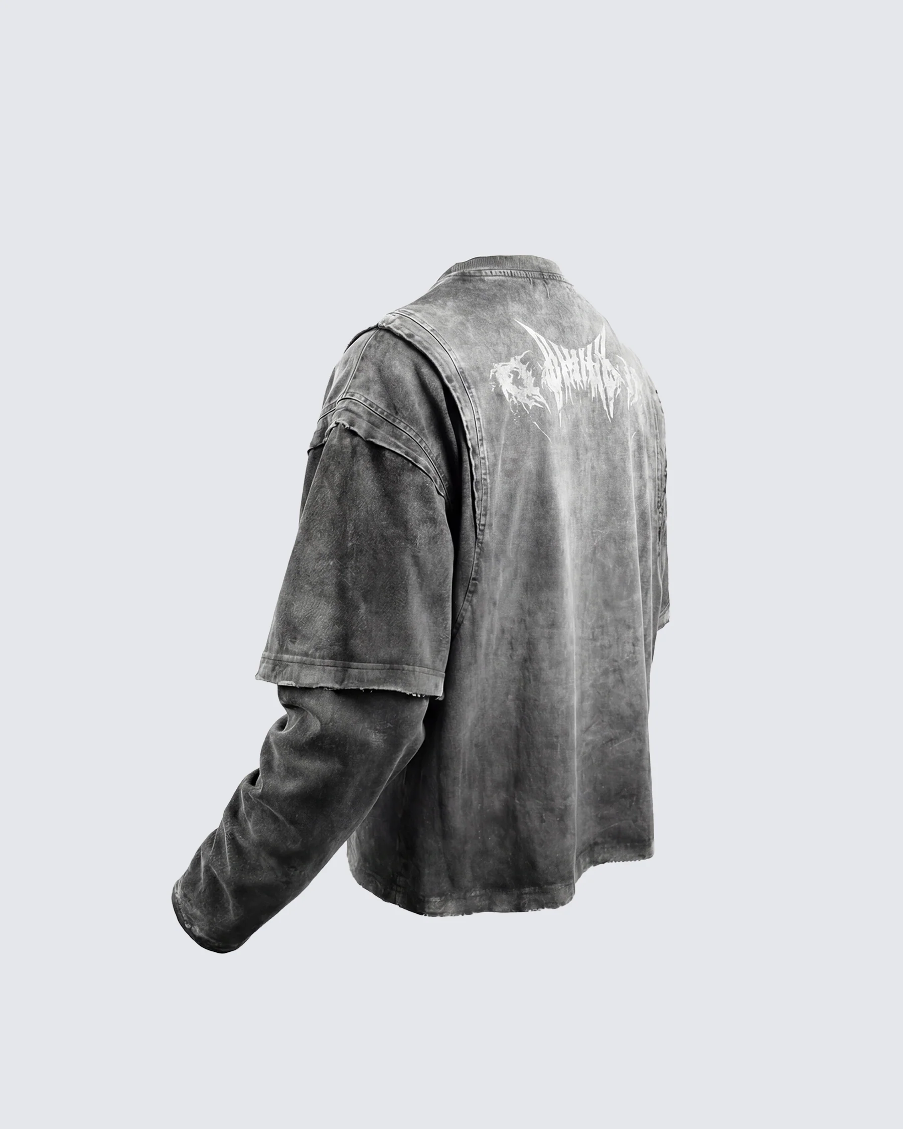 KIIKIO-Vintage Washed Layered Long-T-Shirt - Image 7