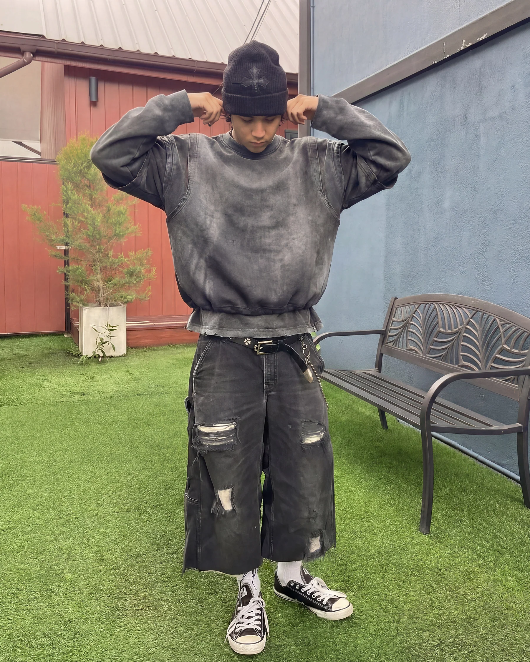 KIIKIO-Vintage Washed Layered Long-T-Shirt - Image 8