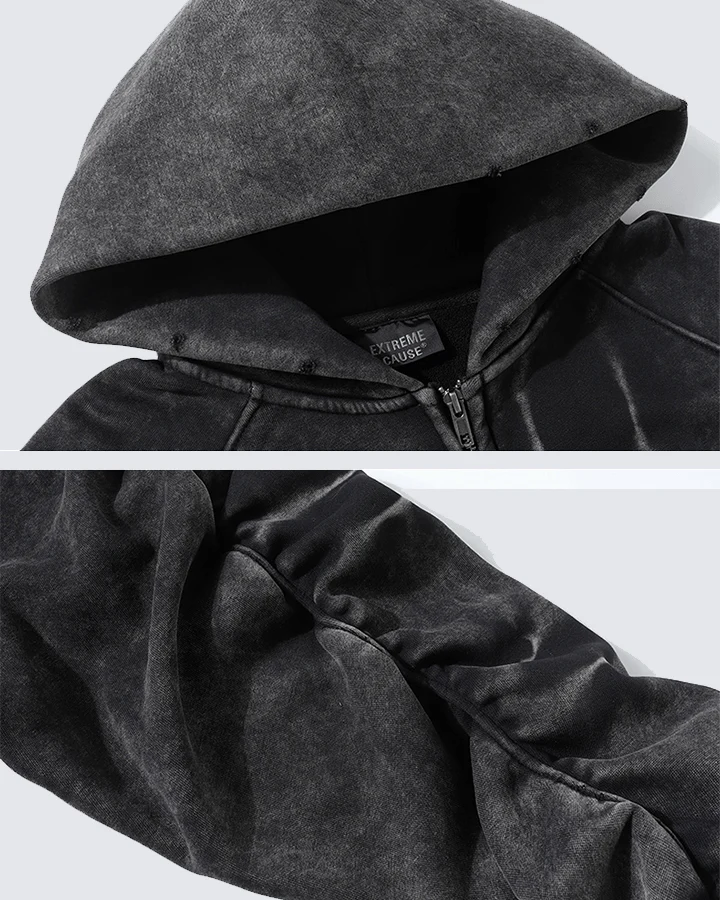 Vintage Washed Oversized Zip-Up Hoodie - Image 6