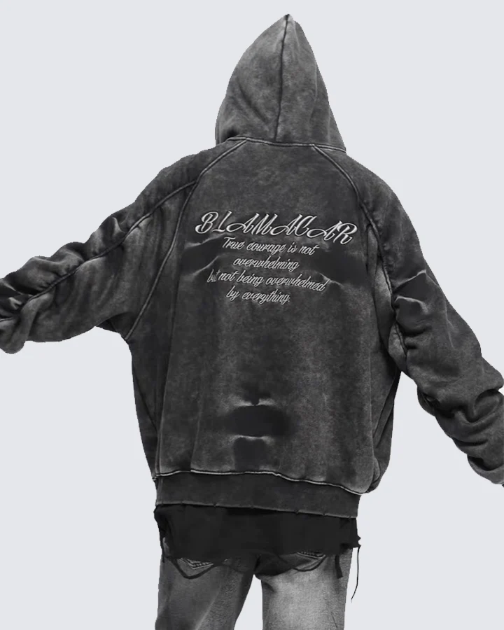 Vintage Washed Oversized Zip-Up Hoodie - Image 9