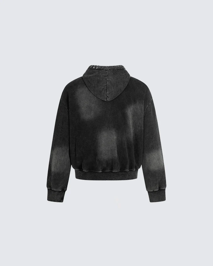 Vintage Washed Zip-Up Hoodie - Image 3