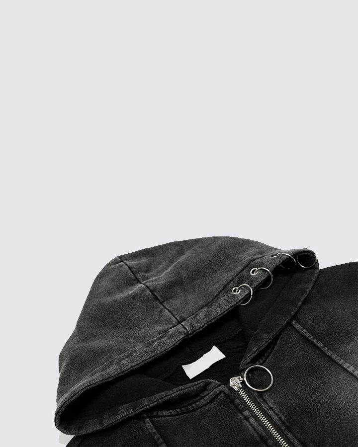 Vintage Washed Zip-Up Hoodie - Image 4