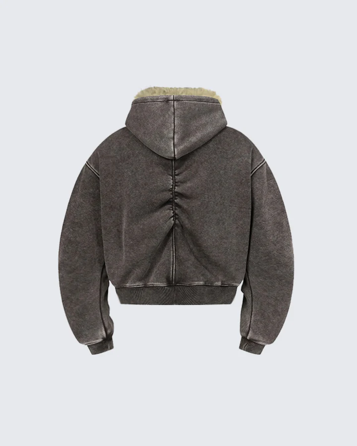KIIKIO Washed Arc-Sleeve Hoodie - Image 2