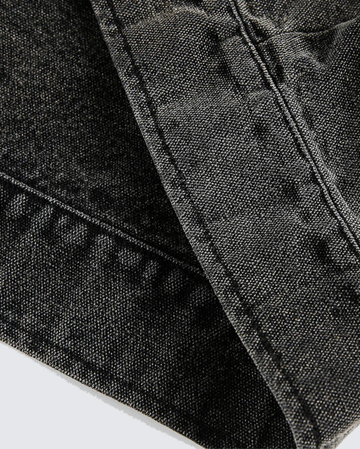 Washed Denim Graffiti Jacket with Contrast Collar - Image 6