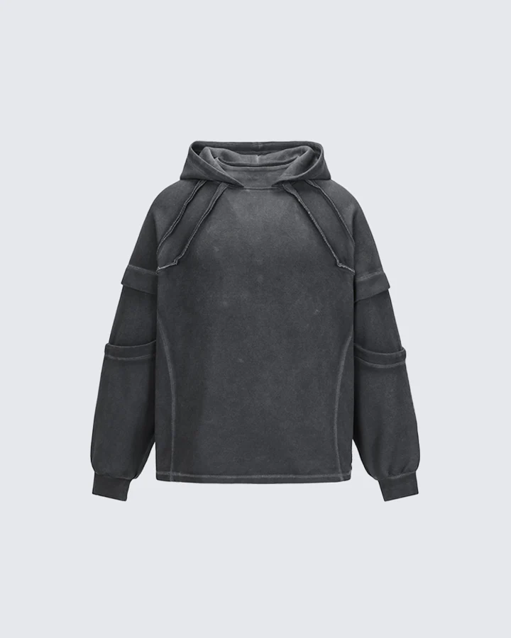 Washed Stitch Detail Oversized Hoodie - Image 13