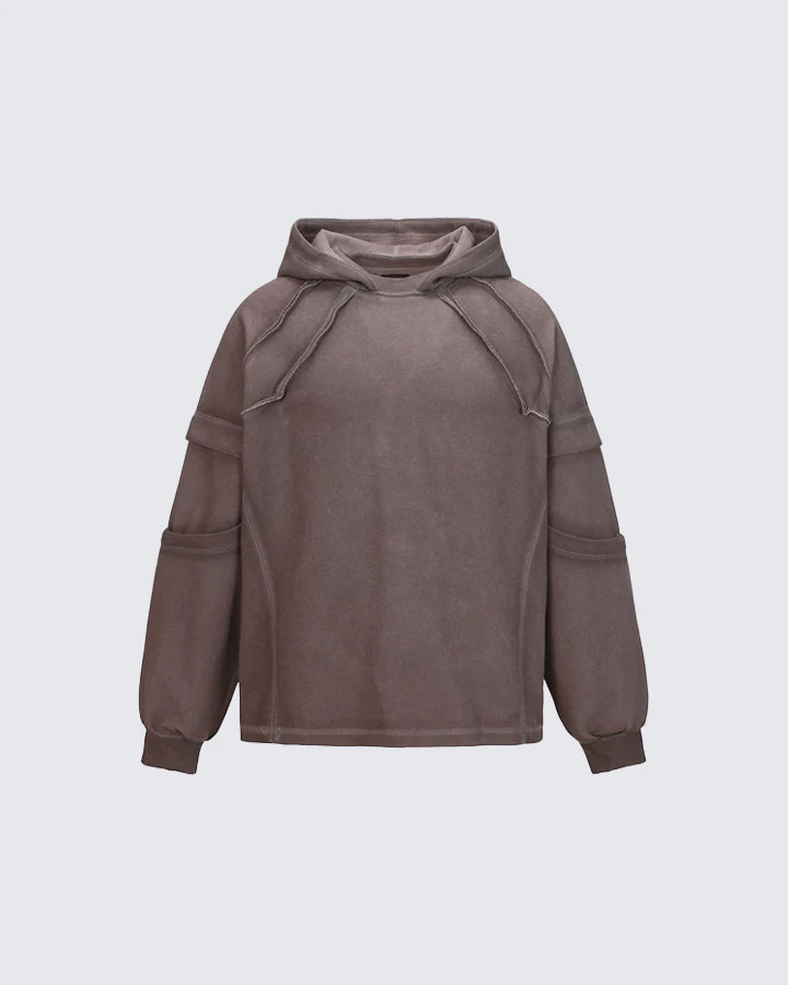 Washed Stitch Detail Oversized Hoodie - Image 2