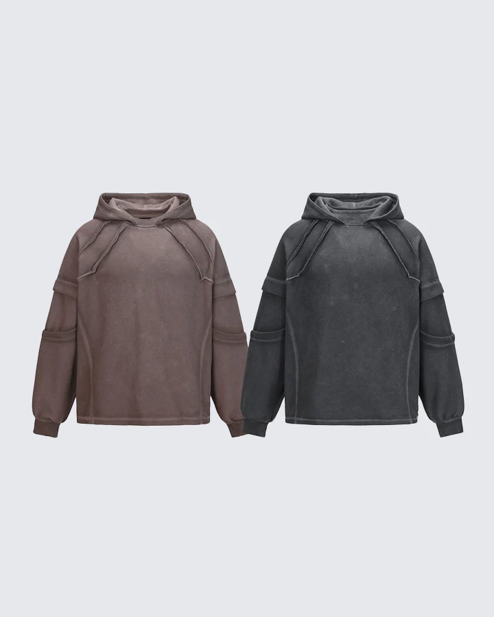 Washed Stitch Detail Oversized Hoodie - Image 3