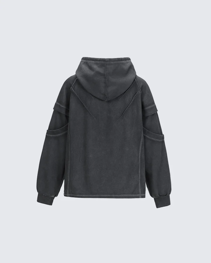 Washed Stitch Detail Oversized Hoodie - Image 4