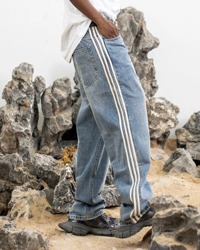 High Street Style Baggy Washed Denim Jeans - Image 5