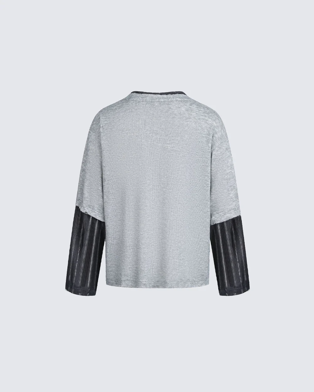 Lace-Up Neck Layered Knit T-Shirt - Image 6