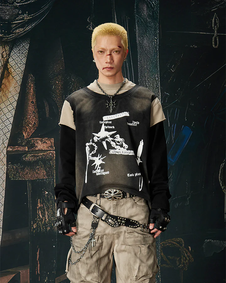 Layered Faux Three-Piece Sports T-Shirt - Image 2