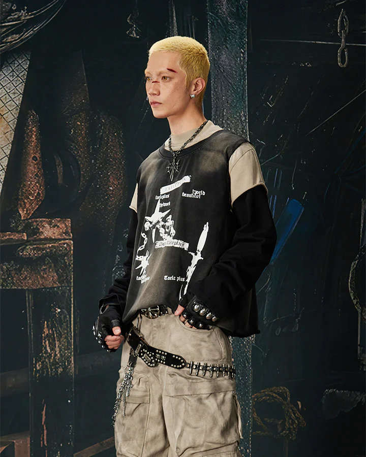 Layered Faux Three-Piece Sports T-Shirt - Image 3
