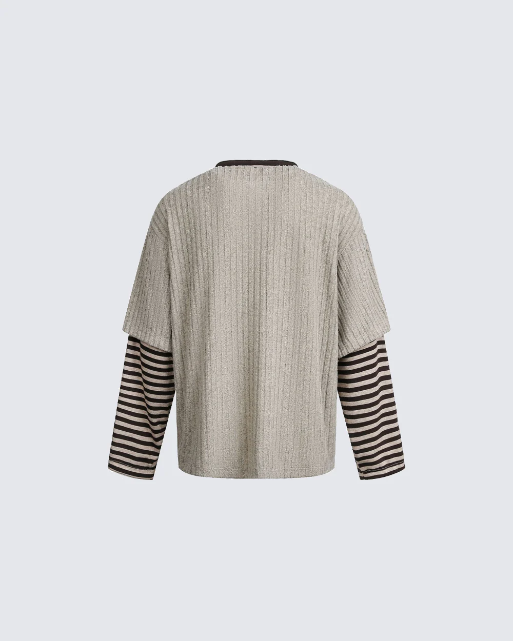 Layered Graphic Ribbed Long Sleeve T-Shirt - Image 7