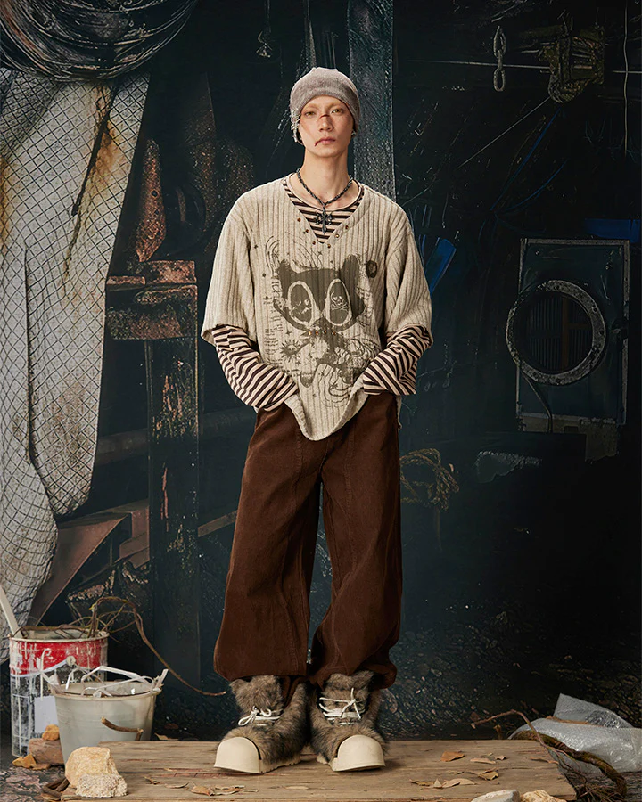 Layered Graphic Ribbed Long Sleeve T-Shirt - Image 9