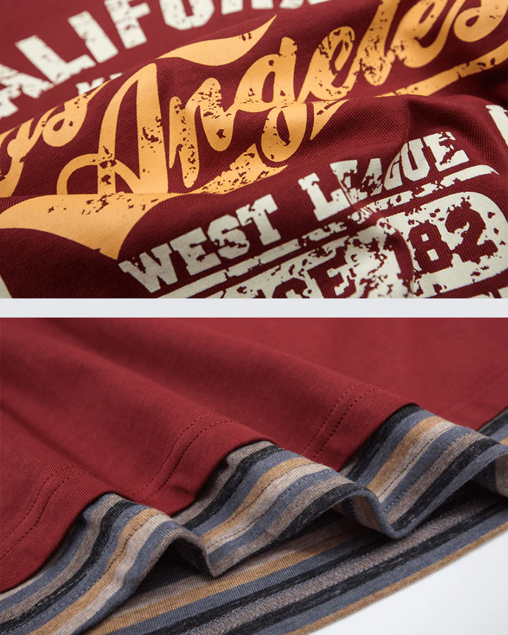 Layered Sleeve Graphic Tee – Vintage Style - Image 5