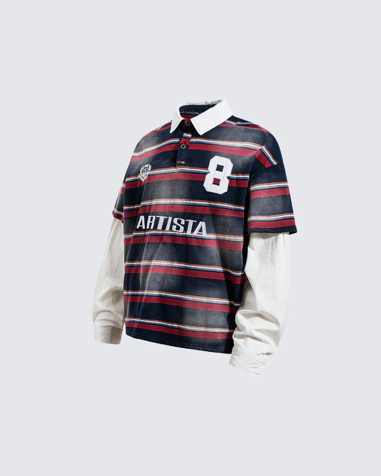 Layered Striped Long Sleeve T-Shirt - Image 2