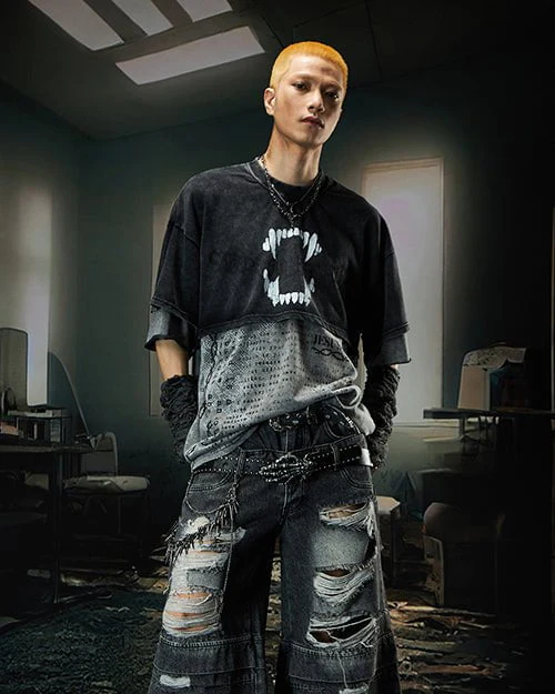 Layered Washed Graphic Tee - Image 2