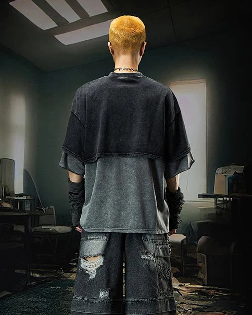 Layered Washed Graphic Tee - Image 3