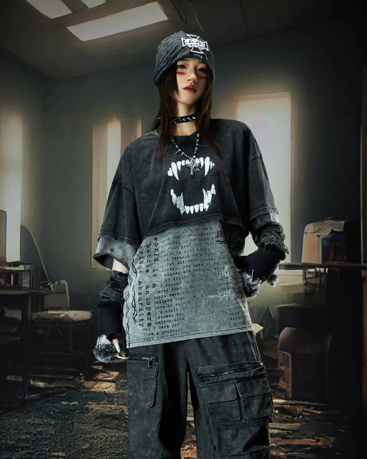Layered Washed Graphic Tee - Image 5