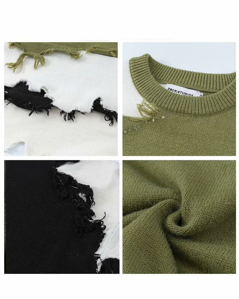 Lazy Irregular Tassel Sweater - Image 3