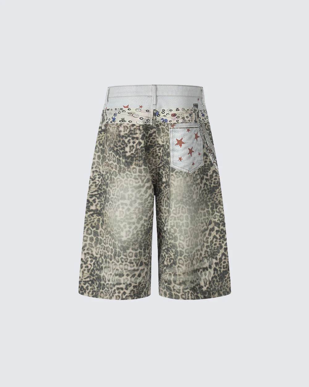 Leopard Print Chain Seven-Length Denim Pants - Image 3