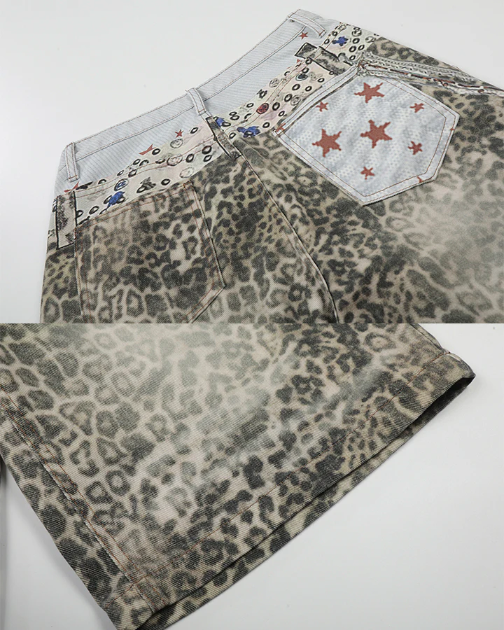 Leopard Print Chain Seven-Length Denim Pants - Image 8