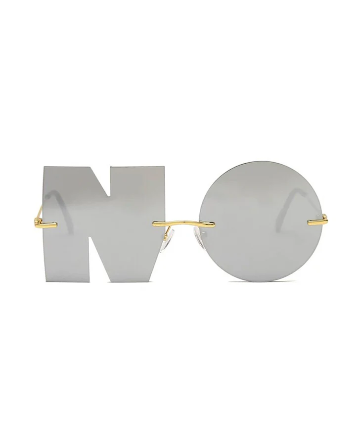 Letter & Round Rimless Resin Sunglasses - Image 3